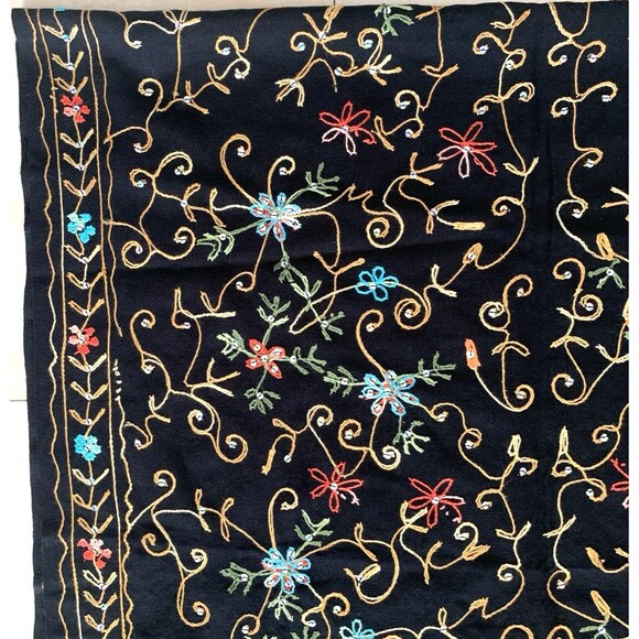 Cashmere Pashmina Floral Jeweled Embroidered Shawl Wrap Made in India 30"x72" - Picture 9 of 9